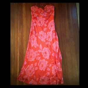Coral Silk Floral Slipdress